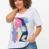 Abstract Cactus Graphic Top In Off White