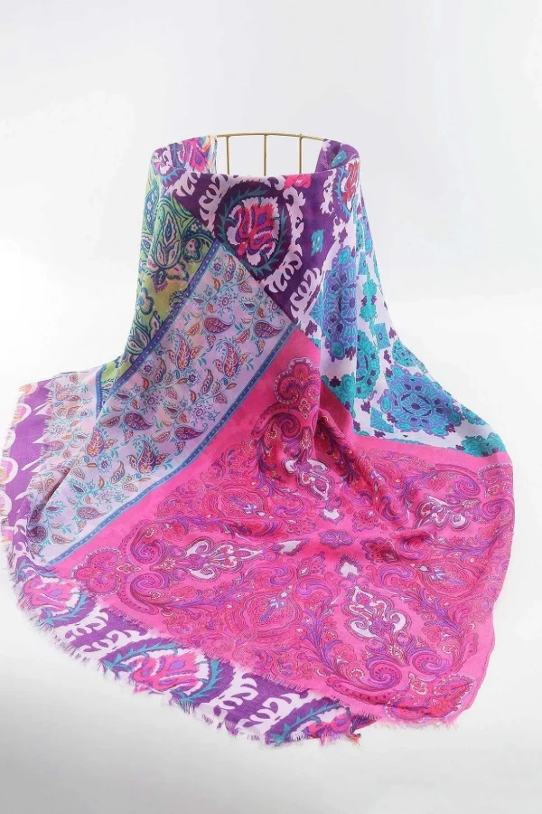 Abstract Paisley Scarf In Pink