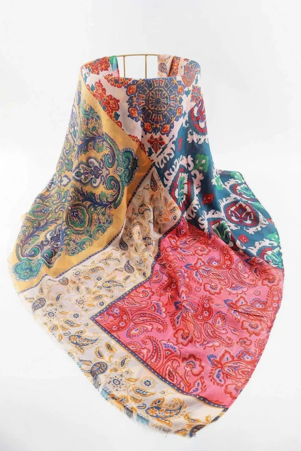 Abstract Paisley Scarf In Orange