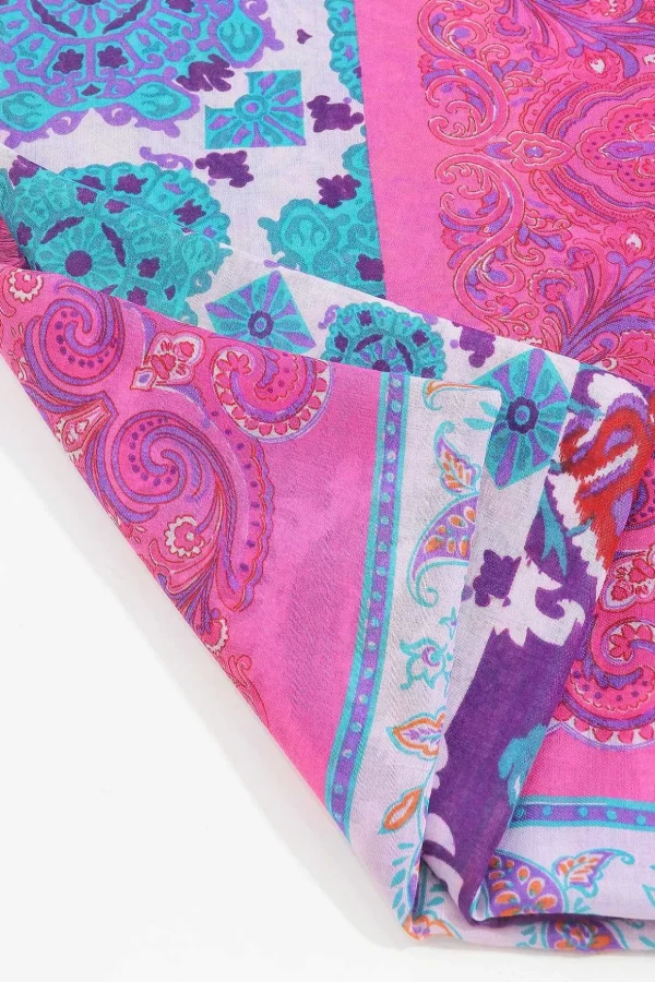 Abstract Paisley Scarf In Pink