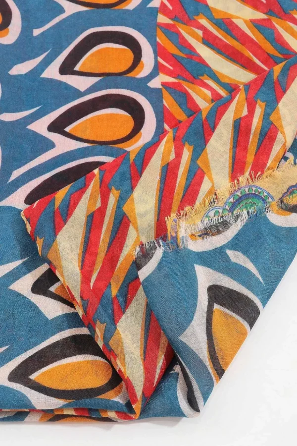 Abstract Paisley Scarf In Orange