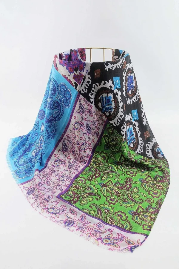 Abstract Paisley Scarf In Blue