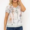 Abstract Printed Round Neck T-Shirt In Pastel