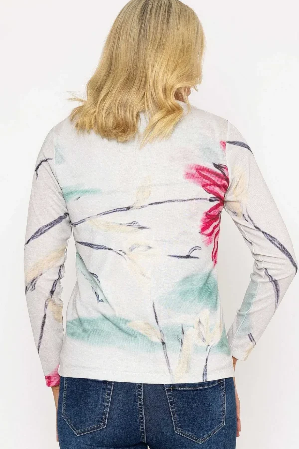 Abstract Printed Zip Up Jacket In Multi