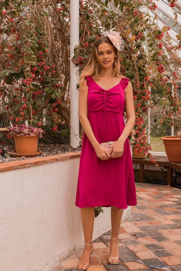 Adeline Pink Midi Dress