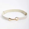 Adjustable Gold Clasp Belt In Cream