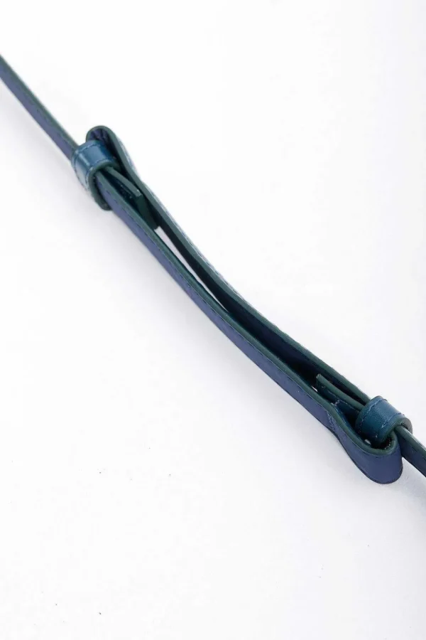 Adjustable Gold Clasp Belt In Navy