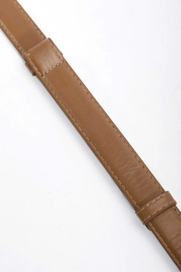 Adjustable Gold Clasp Belt In Brown