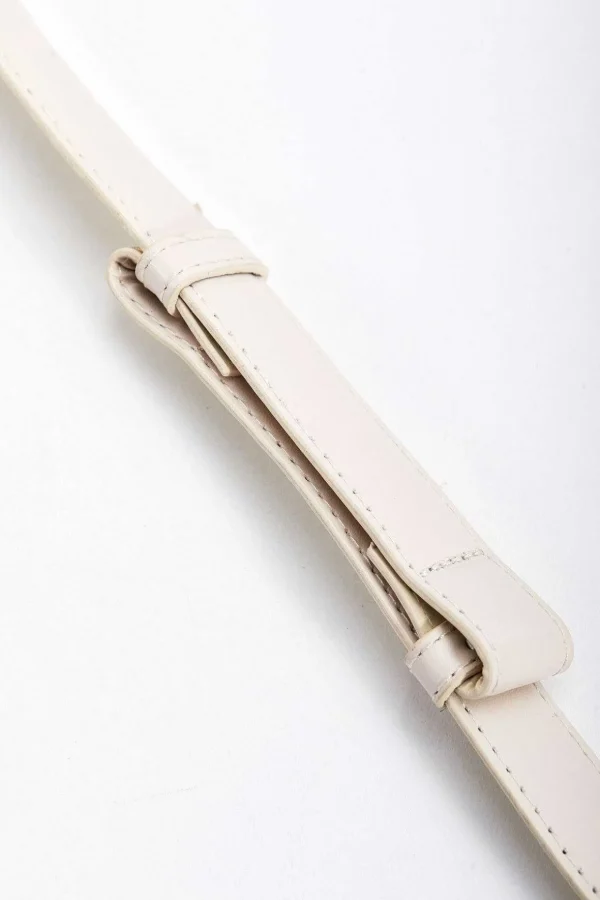 Adjustable Gold Clasp Belt In Cream