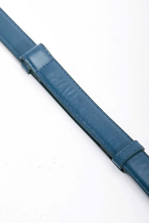Adjustable Gold Clasp Belt In Navy
