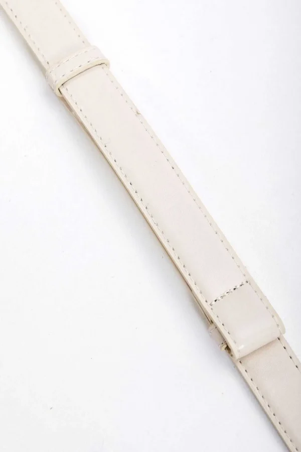 Adjustable Gold Clasp Belt In Cream
