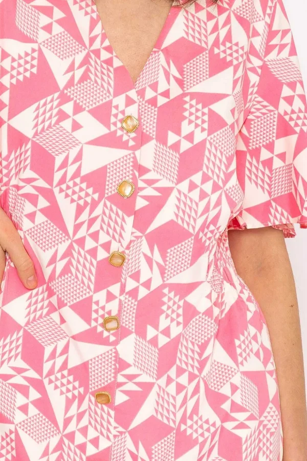 Ailbhe Knee Length Dress In Pink Print