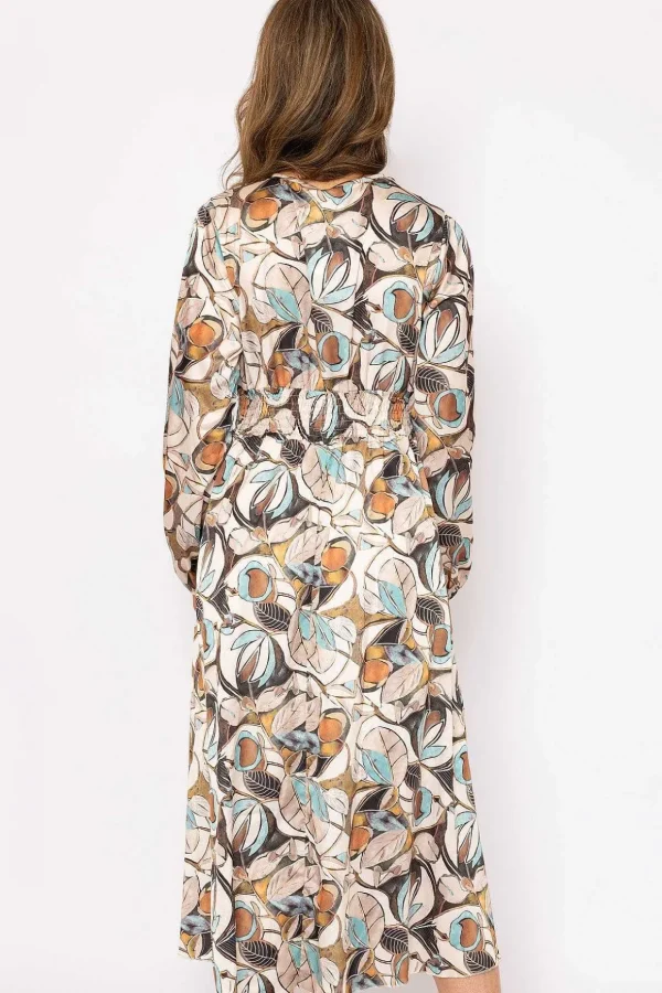 Alina Cream Print Midi Dress