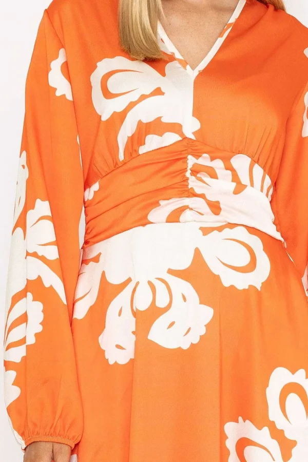 Alina Midi Dress In Orange Print