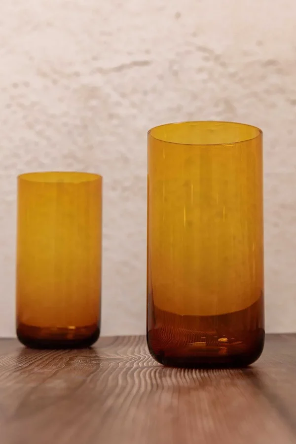 Amber Glass Hiball Set Of 2