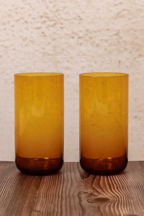 Amber Glass Hiball Set Of 2