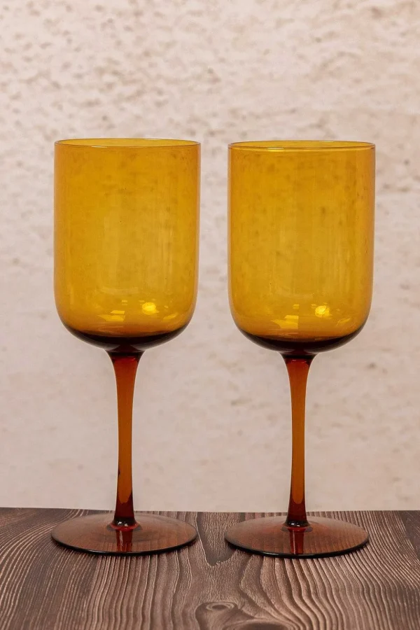 Amber Wine Glass Set Of 2