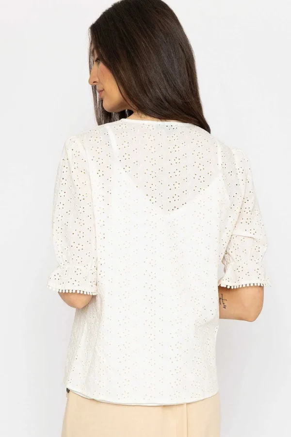 Anglaise Short Sleeve Blouse In Ivory