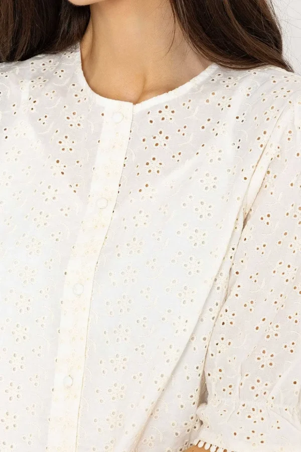 Anglaise Short Sleeve Blouse In Ivory