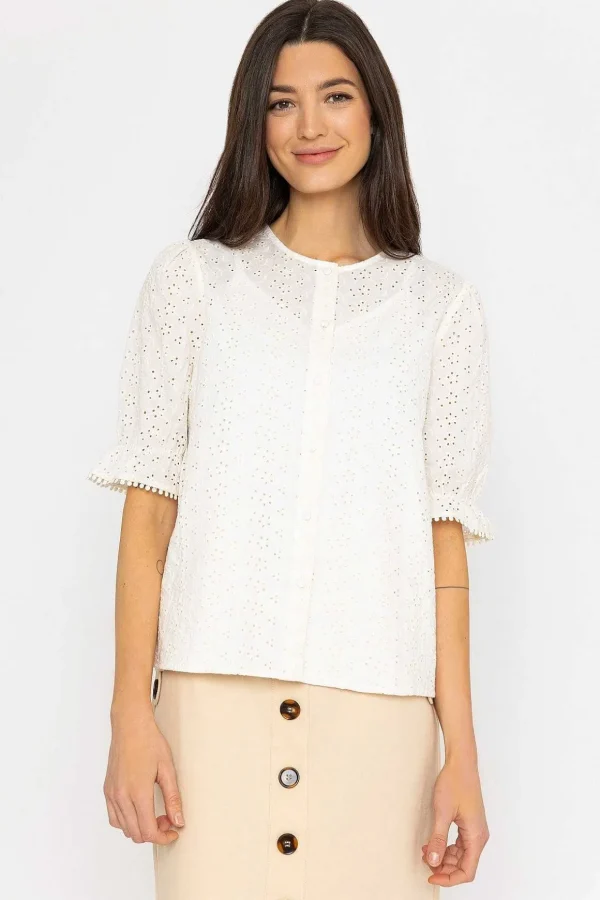 Anglaise Short Sleeve Blouse In Ivory