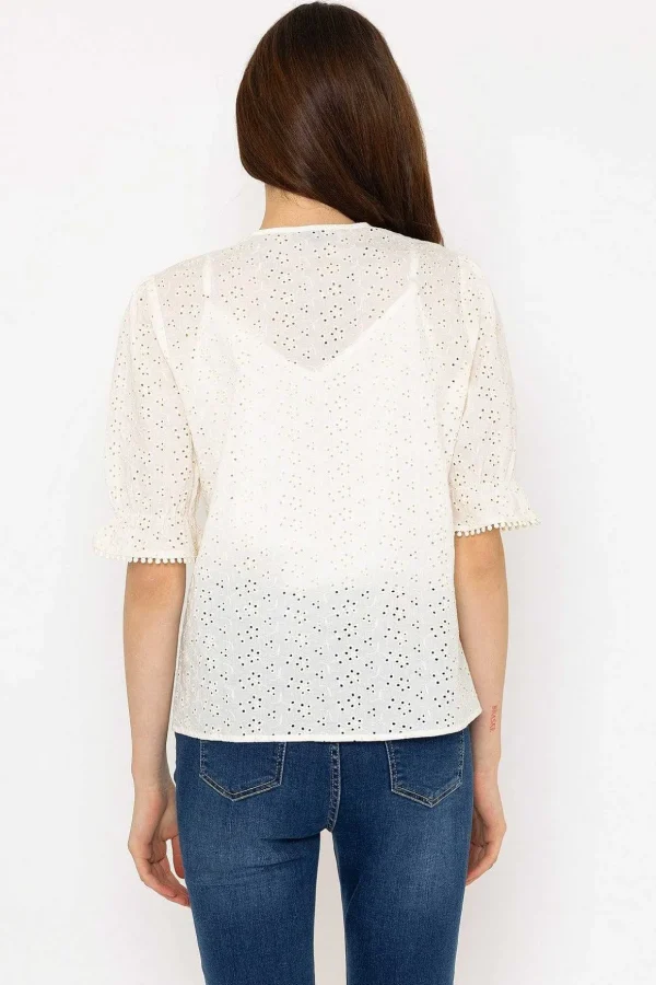 Anglaise Short Sleeve Blouse In Ivory