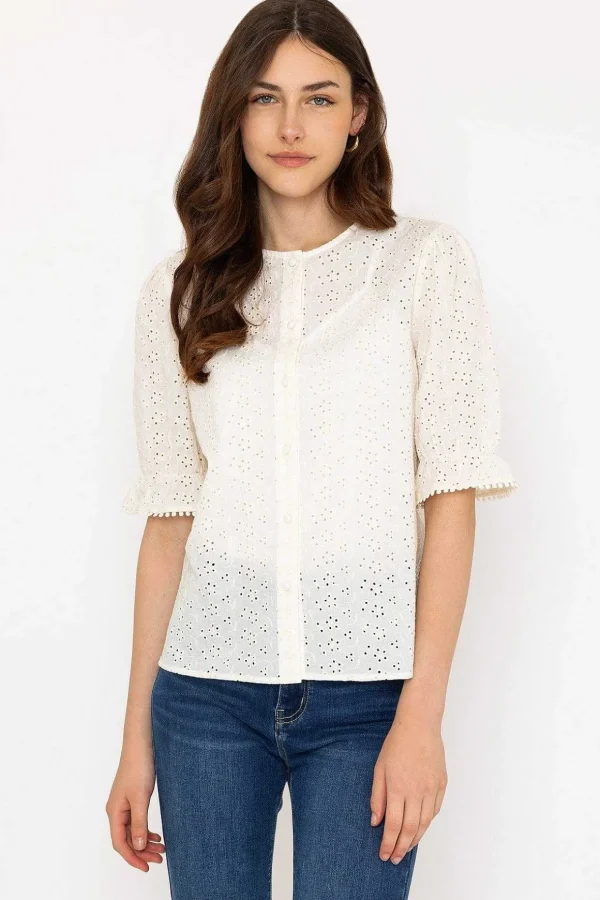 Anglaise Short Sleeve Blouse In Ivory
