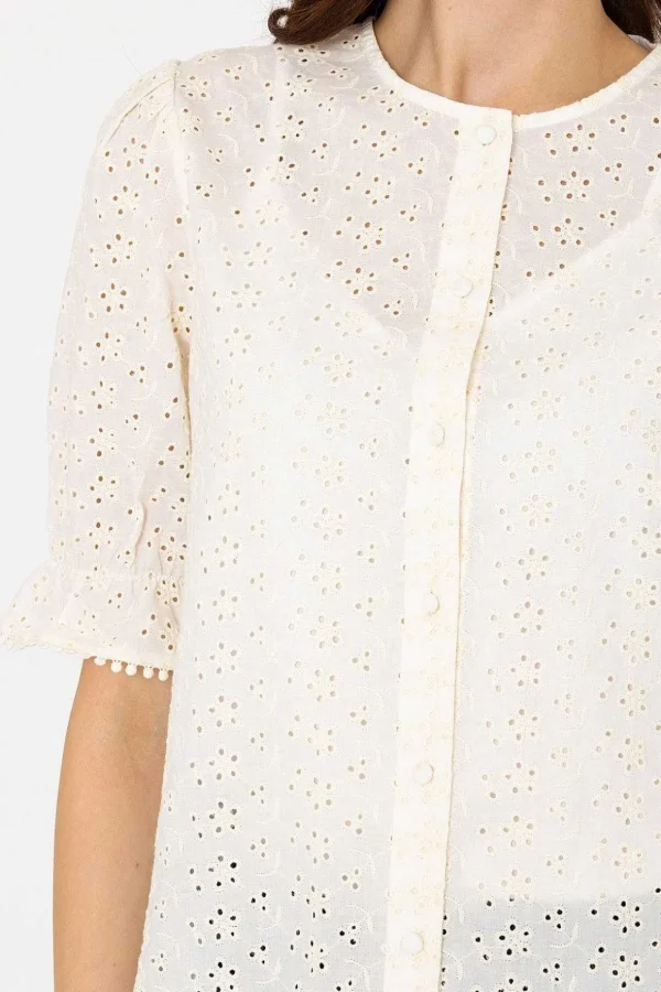 Anglaise Short Sleeve Blouse In Ivory