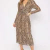 Animal Print Twist Front Dress