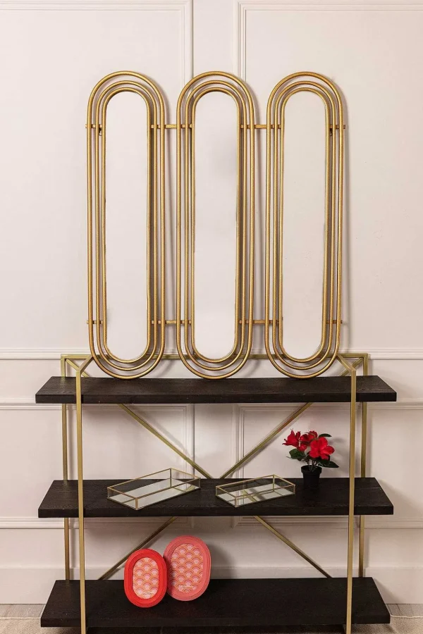 Art Deco Gold Triple Wall Mirror