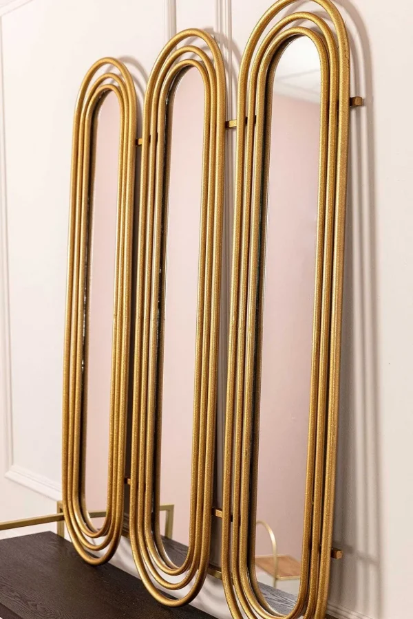 Art Deco Gold Triple Wall Mirror