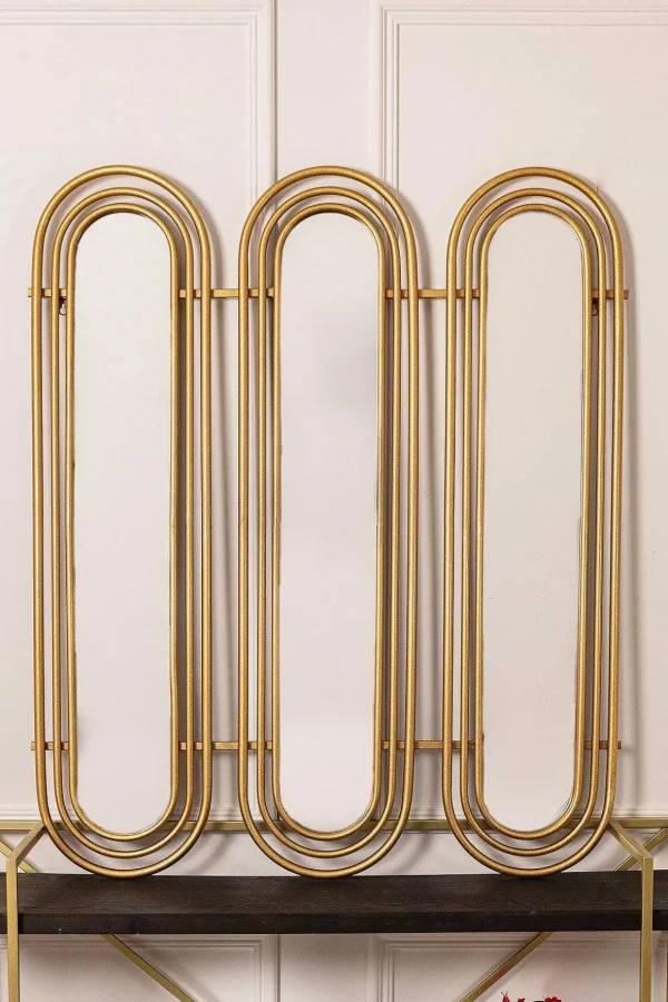 Art Deco Gold Triple Wall Mirror