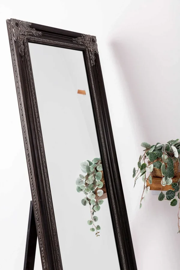 Audrey Black Floor Standing Mirror