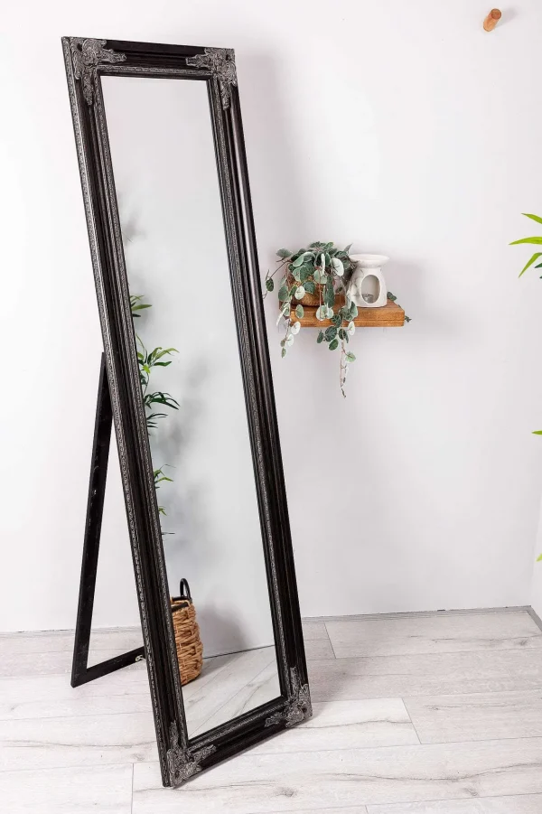 Audrey Black Floor Standing Mirror