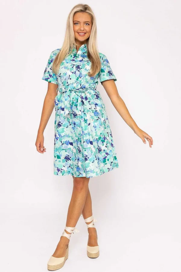 Aurora Blue Printed Shirt Dress