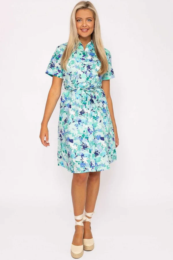 Aurora Blue Printed Shirt Dress