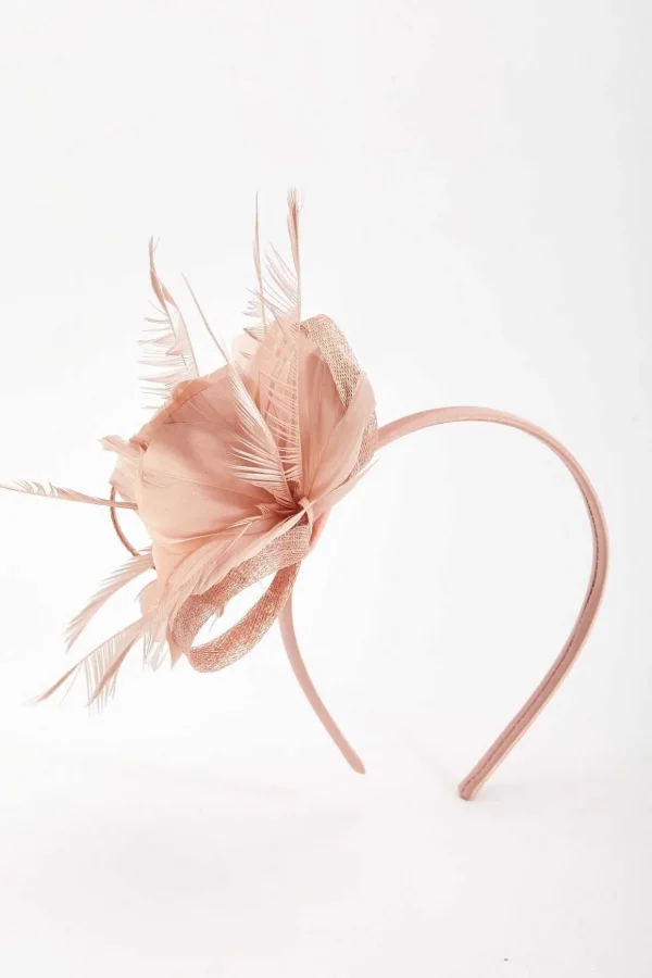 Baby Pink Feather Flower Fascinator