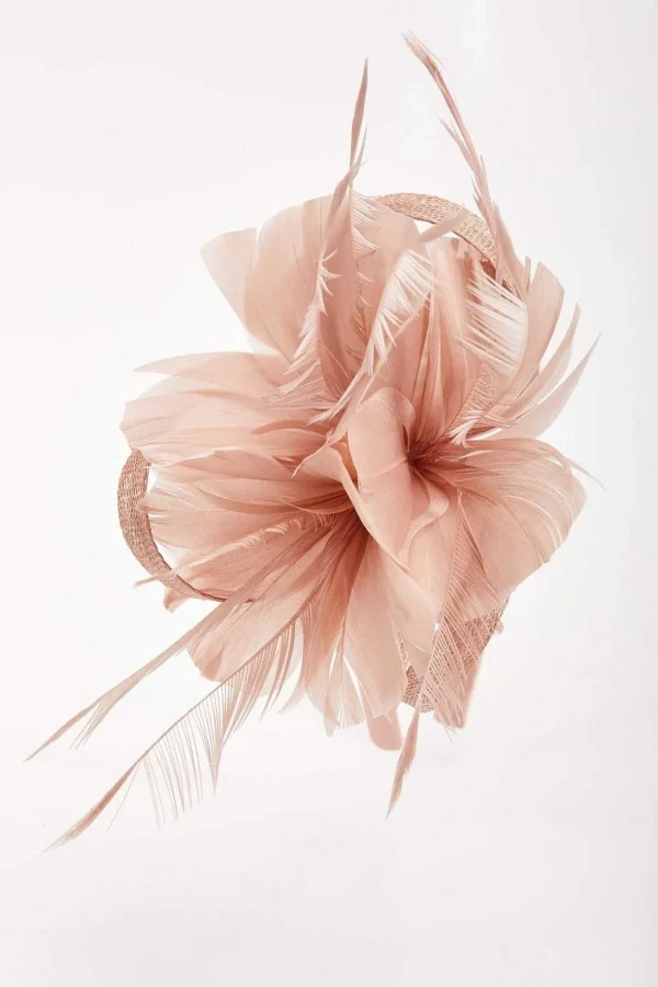 Baby Pink Feather Flower Fascinator