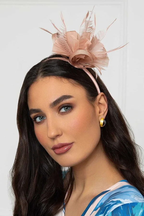 Baby Pink Feather Flower Fascinator