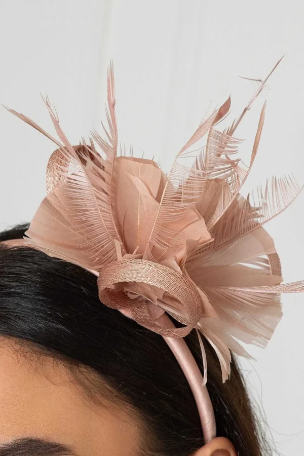 Baby Pink Feather Flower Fascinator