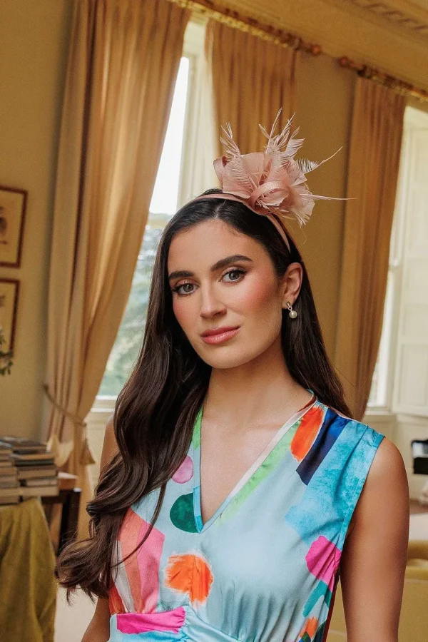 Baby Pink Feather Flower Fascinator