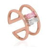 Baguette Cz Cage Ring In Rose Gold - One Size