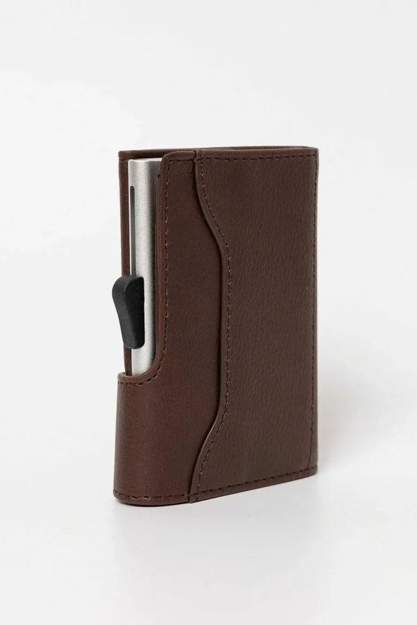 Bank Cards Protector Wallet In Dark Brown