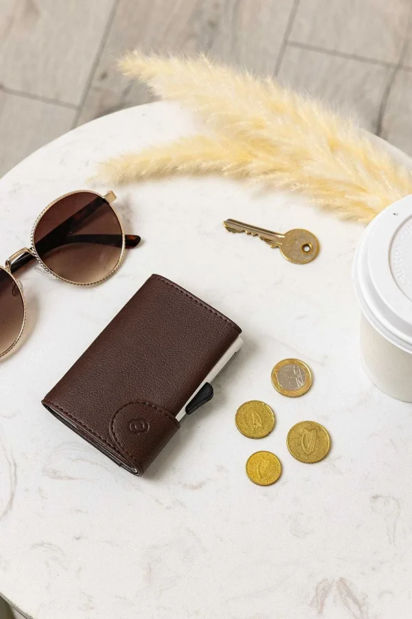 Bank Cards Protector Wallet In Dark Brown