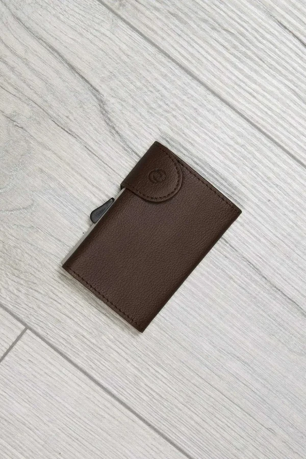 Bank Cards Protector Wallet In Dark Brown