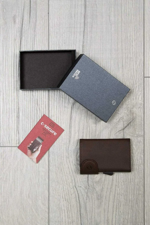 Bank Cards Protector Wallet In Dark Brown