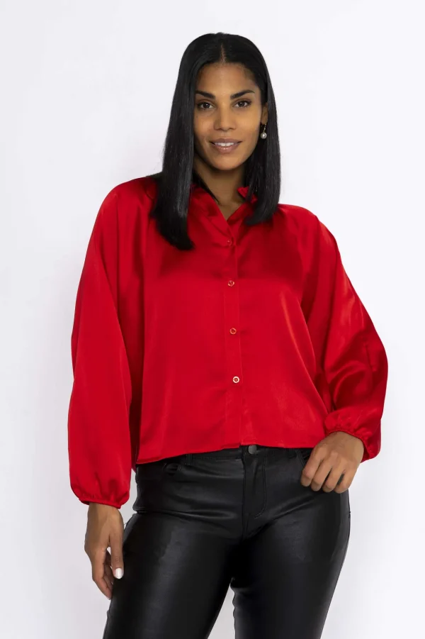 Batwing Blouse In Red