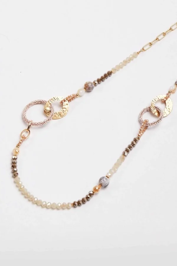 Beaded Gold Link Necklace