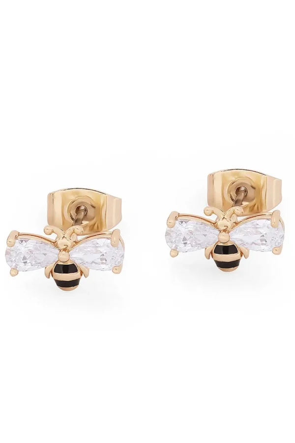 Bee Ball Stud Earrings In Gold