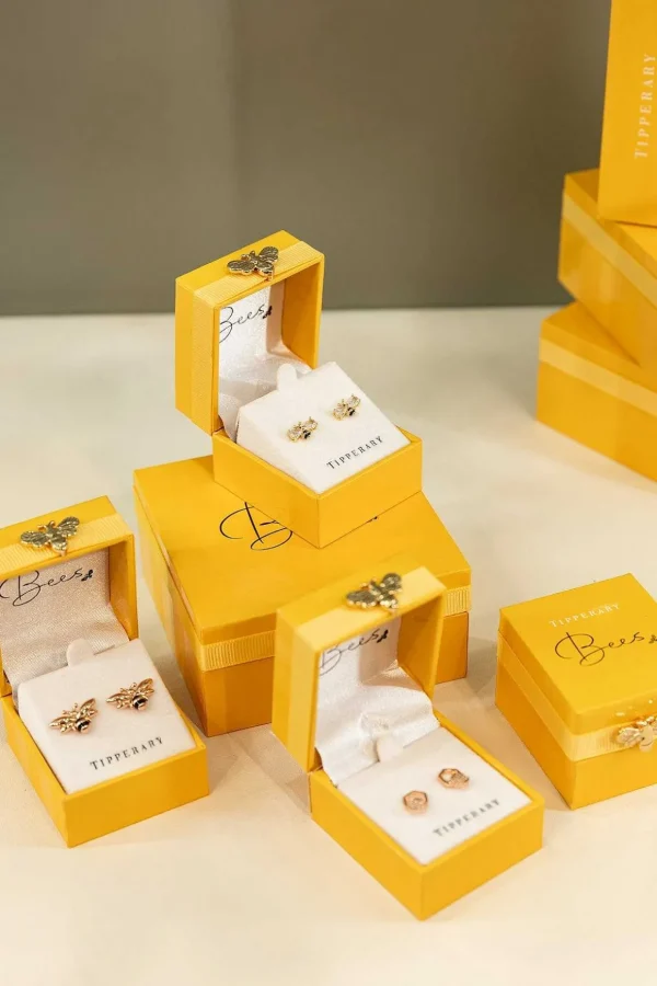 Bee Hexagonal Stud Earrings