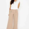 Beige Wide Leg Scuba Trousers Beige